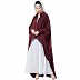 Designer Shirt style Kaftan with inner abaya- Maroon-White